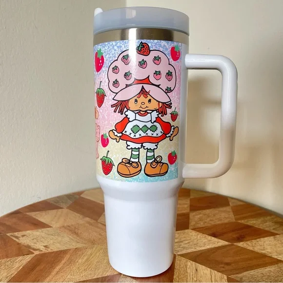 Custom Name Strawberry shortcake 40 oz Tumbler Strawberry 40oz Stainless Steel - Picture 3 of 6